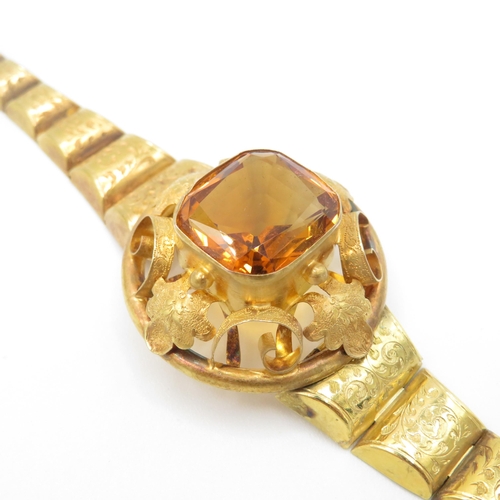 2 - 15ct gold antique citrine floral patterned bracelet including original box (18.9g)