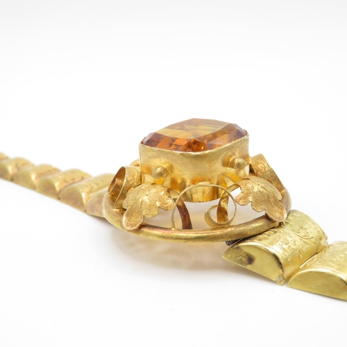 2 - 15ct gold antique citrine floral patterned bracelet including original box (18.9g)