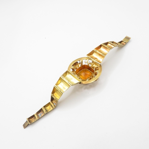 2 - 15ct gold antique citrine floral patterned bracelet including original box (18.9g)