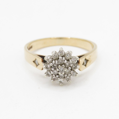 234 - 9ct gold diamond cluster ring (2.3g) Size L 1/2