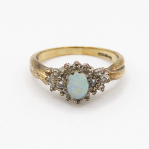 71 - 9ct gold opal & diamond dress ring (2.5g) Size K