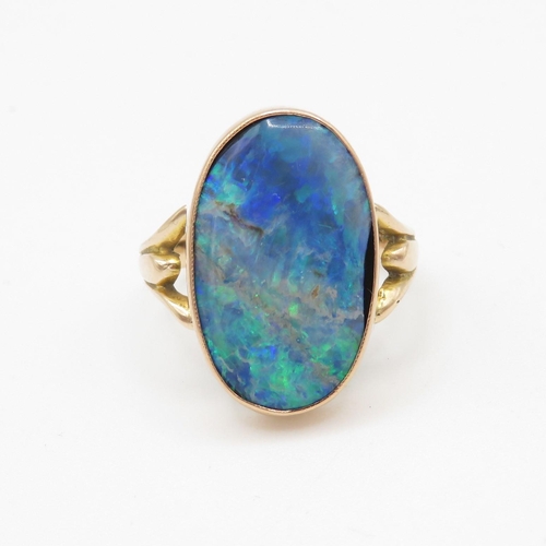 83 - 9ct gold opal doublet dress ring (4.9g) Size N 1/2