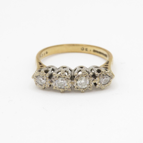 85 - 9ct gold vintage diamond set four stone eternity ring (2.8g) Size O