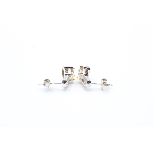 130 - 9ct gold citrine & diamond earrings (2.3g)