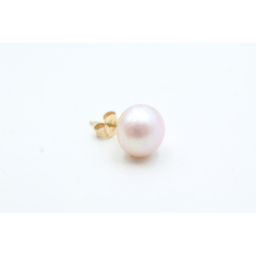 143 - 14ct gold cultured pearl stud earrings (2.2g)