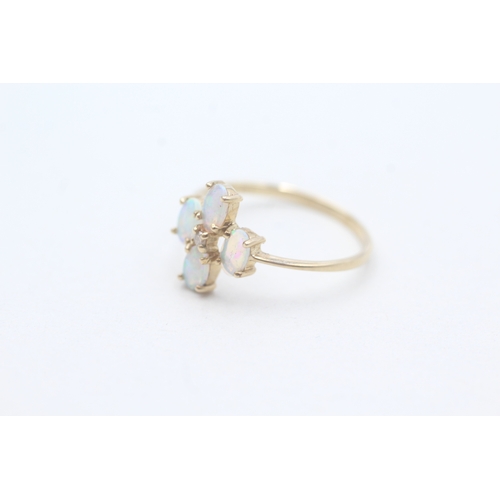 148 - 9ct gold opal and diamond set ring (1.1g) Size O