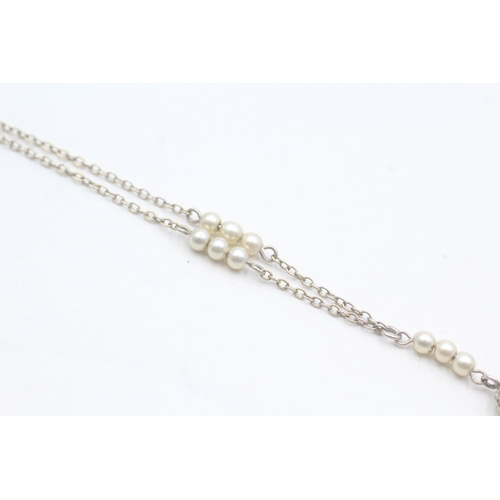 152 - 9ct gold faux pearl and glass necklace (6.7g)