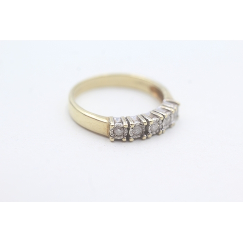 159 - 9ct gold five stone diamond ring (2.5g) Size O