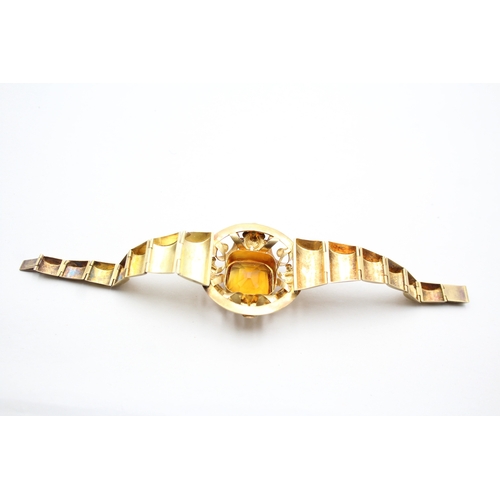 2 - 15ct gold antique citrine floral patterned bracelet including original box (18.9g)