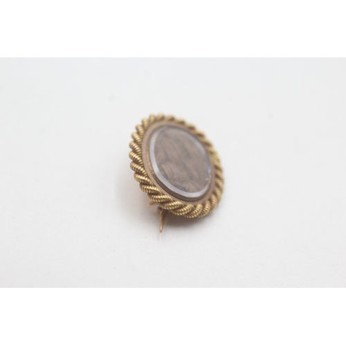 200 - 15ct gold antique hair mourning piece brooch (3.4g)