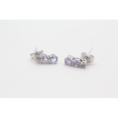 216 - 9ct gold tanzanite drop earrings (0.6g)