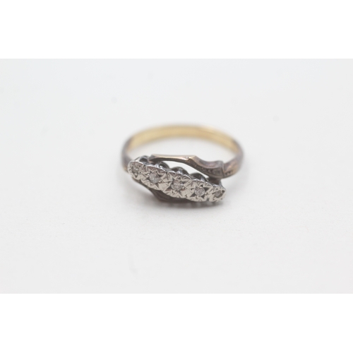 22 - 9ct gold vintage diamond dress ring (2.1g) Size J