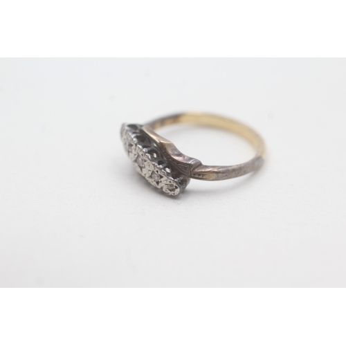 22 - 9ct gold vintage diamond dress ring (2.1g) Size J