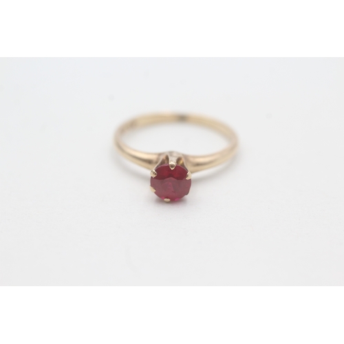 227 - 9ct gold ruby solitaire ring (1.8g) Size L 1/2