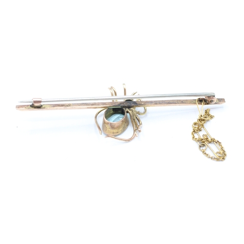 230 - 9ct gold paste spider bar brooch (4.4g)