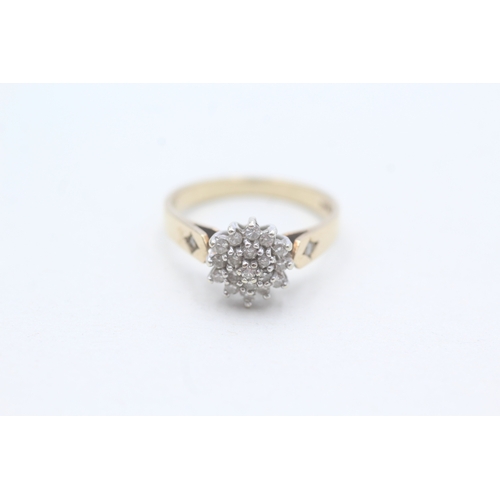 234 - 9ct gold diamond cluster ring (2.3g) Size L 1/2