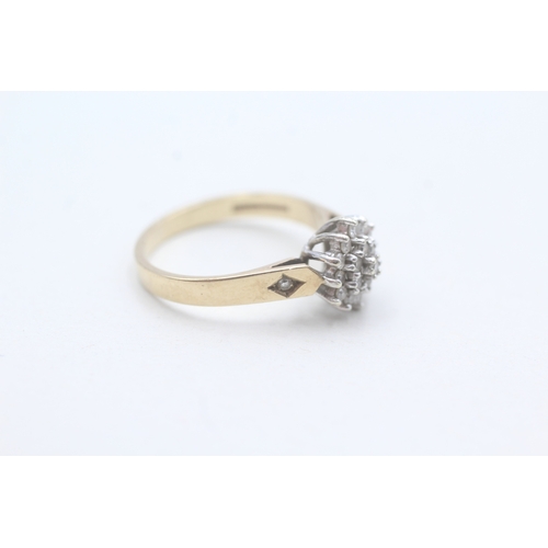 234 - 9ct gold diamond cluster ring (2.3g) Size L 1/2