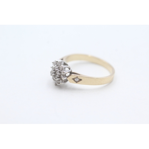 234 - 9ct gold diamond cluster ring (2.3g) Size L 1/2