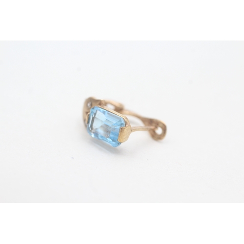 236 - 9ct gold blue topaz & diamond clip and post earrings (2.8g)