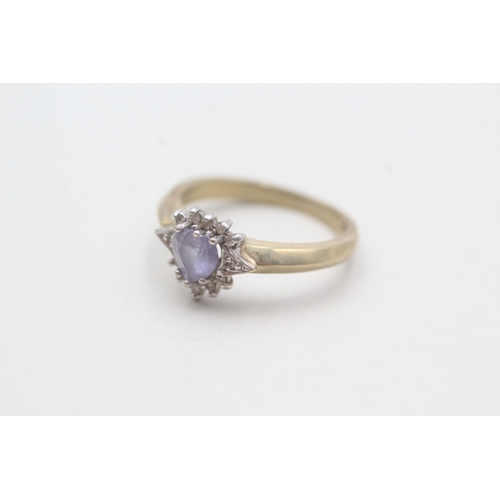 39 - 9ct gold tanzanite & diamond dress ring (2.7g) Size L