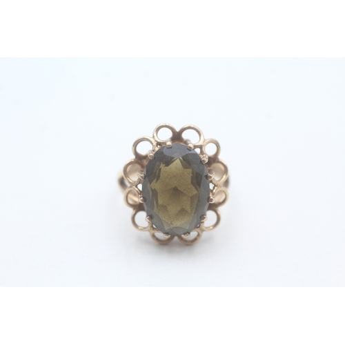 41 - 9ct gold smoky quartz cocktail ring (4.6g) Size L