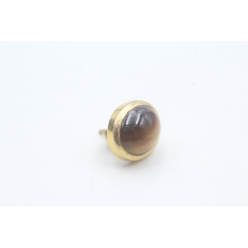 49 - 9ct gold tigers eye stud earrings (5.4g)