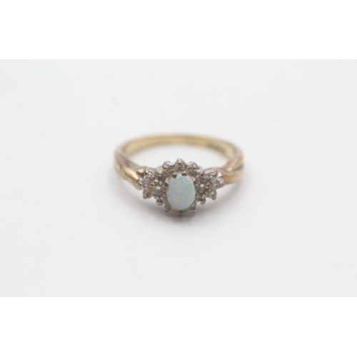 71 - 9ct gold opal & diamond dress ring (2.5g) Size K