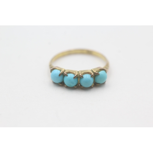 80 - 14ct gold turquoise four stone ring (2g) Size N