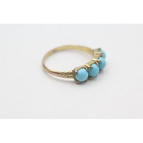 80 - 14ct gold turquoise four stone ring (2g) Size N