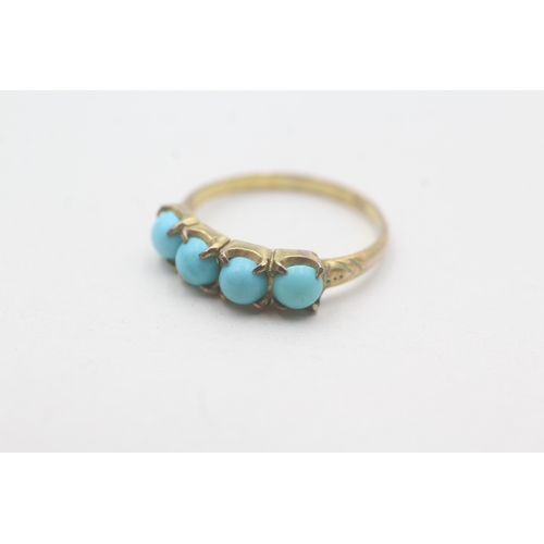 80 - 14ct gold turquoise four stone ring (2g) Size N