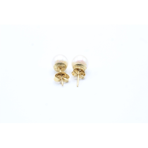 82 - 18ct gold cultured pearl stud earrings (1.4g)