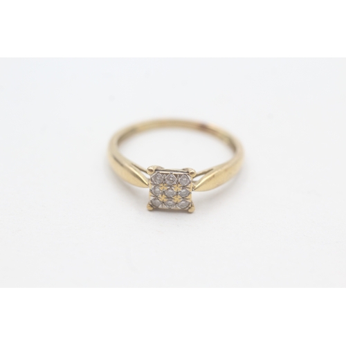 86 - 9ct gold diamond dress ring (1.4g) Size N