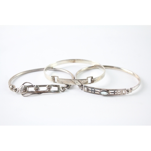 291 - Collection of Sterling Silver Bangles inc. Celtic, Diamond, Topaz x 3 33g