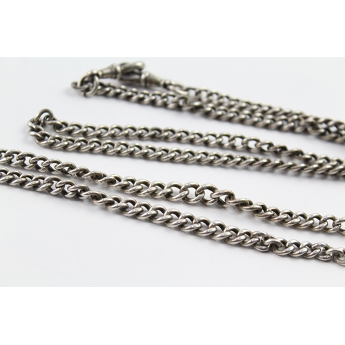 307 - Collection of Sterling Silver Antique Watch Chains x 2 68g