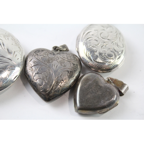 313 - Collection of Sterling Silver Locket Pendants inc. Heart, Enamel x 5 54g