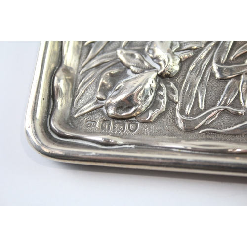 342 - ART NOUVEAU 1911 London Sterling Silver Floral Vanity Tray / Dish (114g)