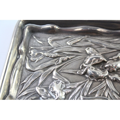 342 - ART NOUVEAU 1911 London Sterling Silver Floral Vanity Tray / Dish (114g)