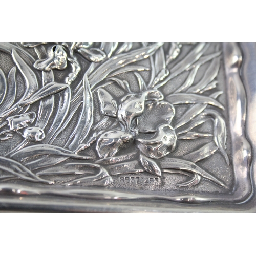 342 - ART NOUVEAU 1911 London Sterling Silver Floral Vanity Tray / Dish (114g)