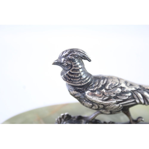 343 - Victorian 1900 London Sterling Silver Pheasant Figure w/ Marble Base 453g