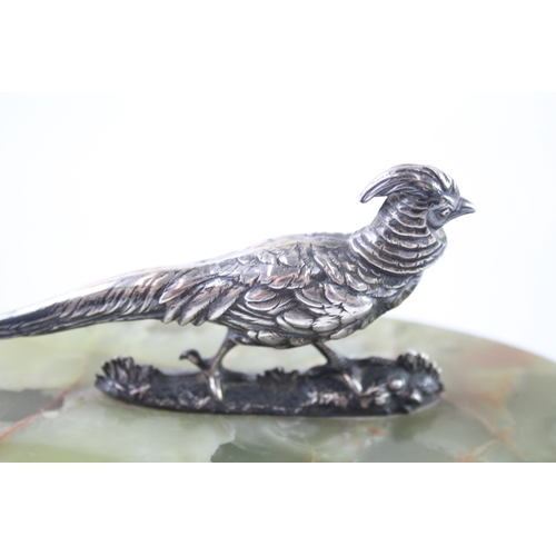 343 - Victorian 1900 London Sterling Silver Pheasant Figure w/ Marble Base 453g