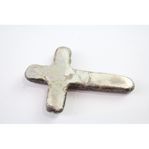 362 - Vintage Stamped .925 Sterling Silver Cast Cross Crucifix Paperweight / Token 93g