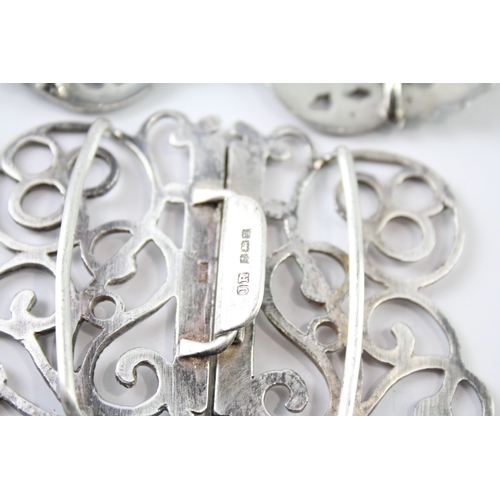 368 - 2 x Antique / Vintage Hallmarked .925 Sterling Silver Ladies Belt Buckles 87g