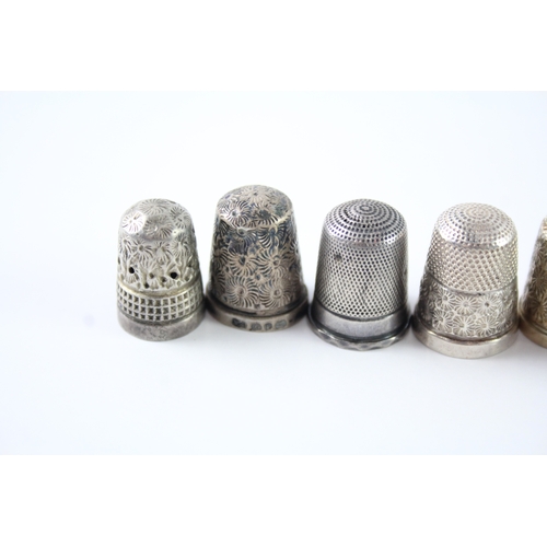 382 - 12 x Antique / Vintage .925 Sterling Silver Thimbles Victorian Etc 50g