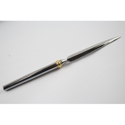 409 - TIFFANY & CO. Polished Stainless Steel & Gold Plate Banding Letter Opener