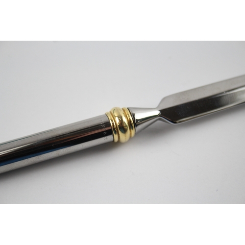 409 - TIFFANY & CO. Polished Stainless Steel & Gold Plate Banding Letter Opener