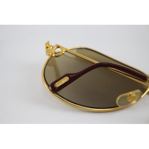 467 - Vintage Must De Cartier Gold Plated Aviator Unisex Sunglasses Original Box