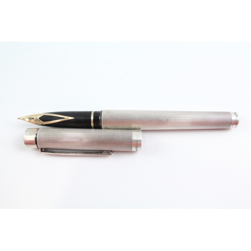 475 - Vintage Sheaffer Targa .925 Sterling Silver Cased Fountain Pen w/ 14ct Nib 28g