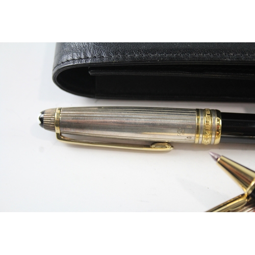 477 - Montblanc Meisterstuck Rollerball & Mechanical Pencil w/ Leather Pen Pouch