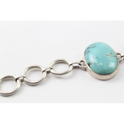 251 - Collection of Sterling Silver Turquoise Jewellery inc. Bracelet, Pendant x 2 75g