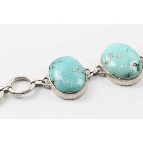 251 - Collection of Sterling Silver Turquoise Jewellery inc. Bracelet, Pendant x 2 75g